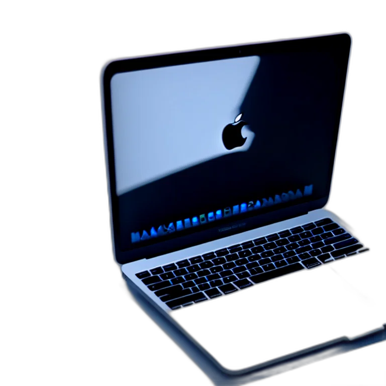 3d render, blue, portrait, macbook transparent PNG cut-out