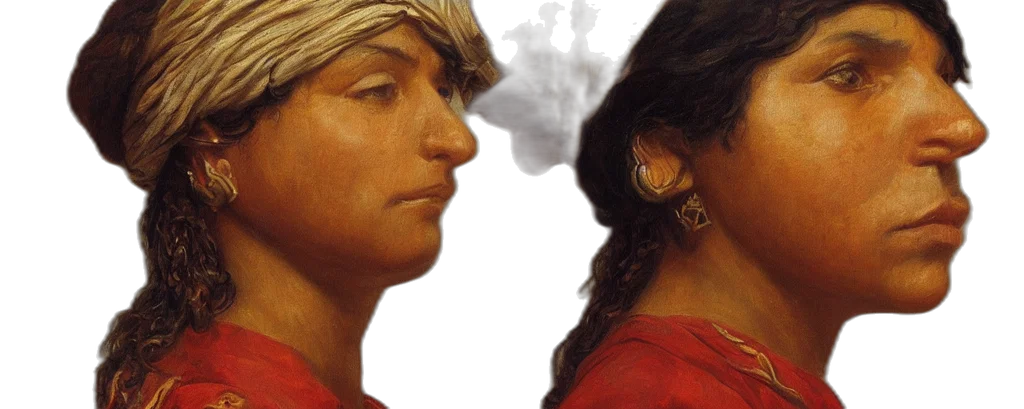 face, photorealistic, oil painting, fire transparent PNG cut-out