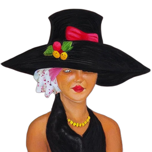 hat, jewelry, oil painting, photorealistic transparent PNG cut-out