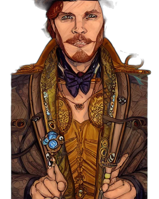 jacket, staff, face, fantasy art transparent PNG cut-out
