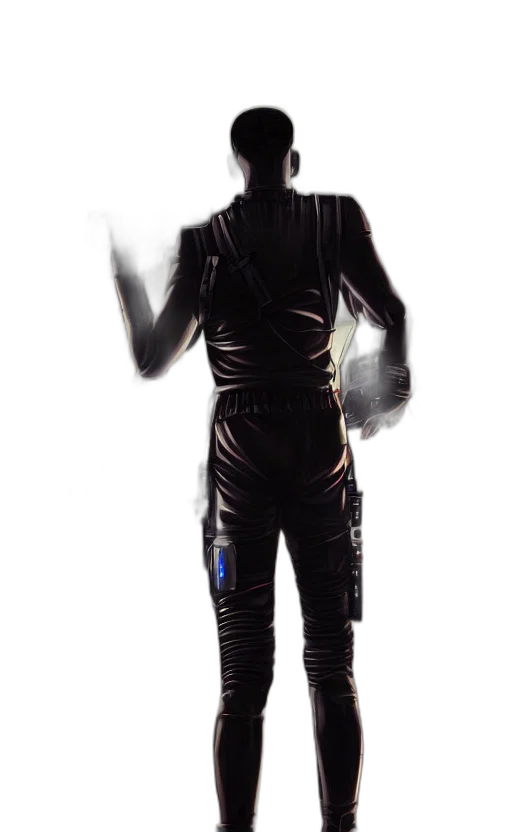 robot, jacket, staff, mask transparent PNG cut-out
