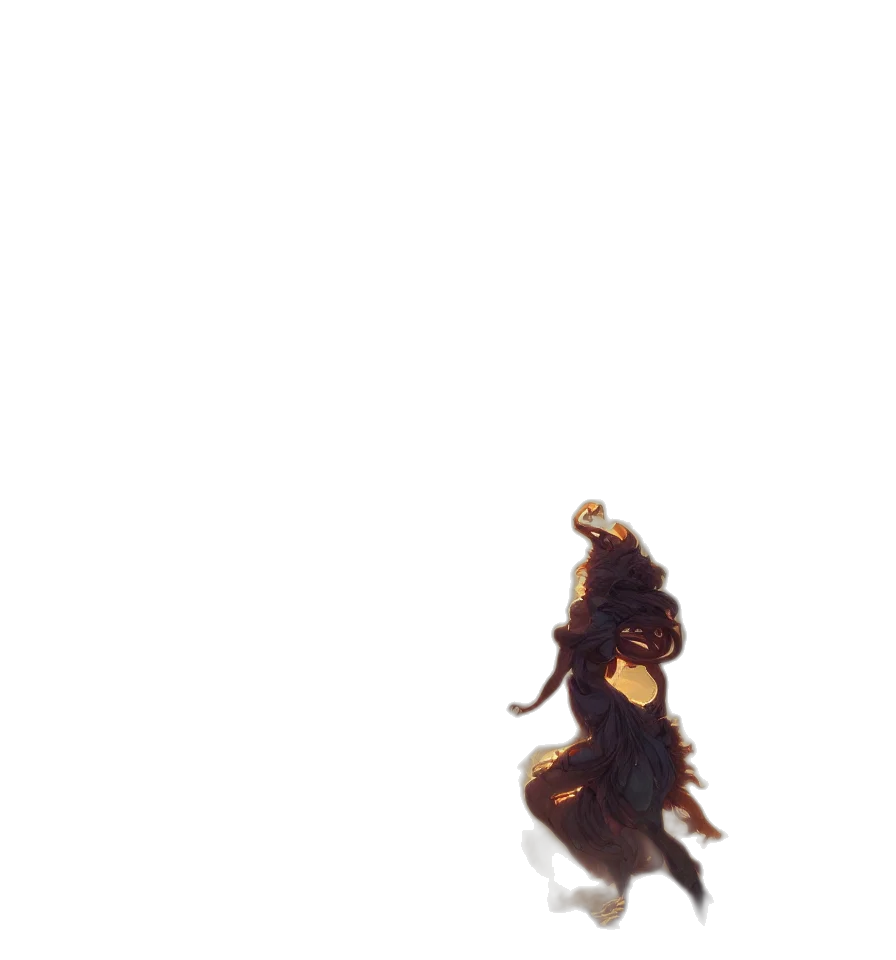 hair, staff, dragon, creature transparent PNG cut-out