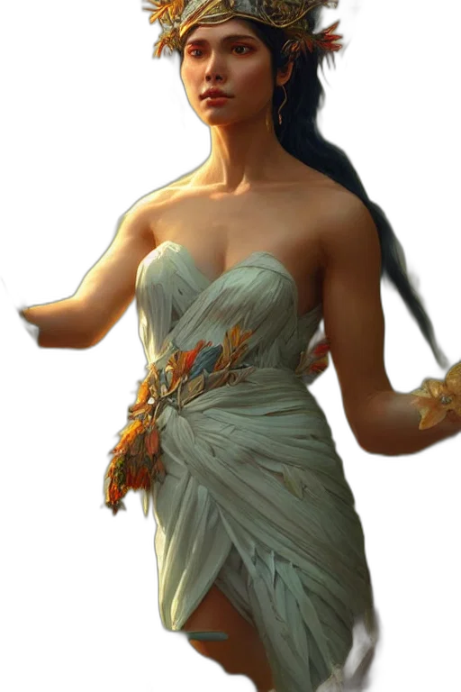 dress, jewelry, staff, crown transparent PNG cut-out