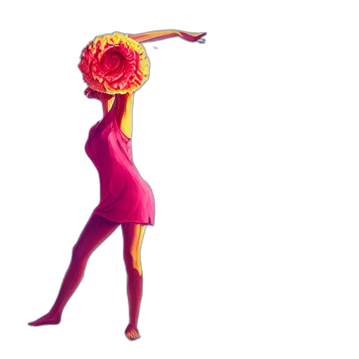 dress, flower, hair, staff transparent PNG cut-out
