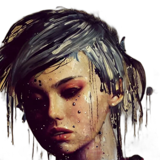 face, hair, cyberpunk, photorealistic transparent PNG cut-out