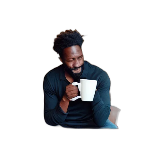 pixel art, black, man, drinking transparent PNG cut-out