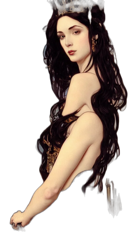 dress, hair, crown, fantasy art transparent PNG cut-out