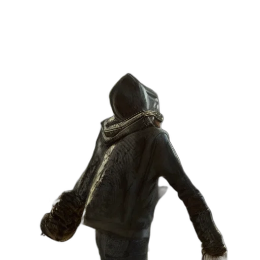 jacket, mask, creature, staff transparent PNG cut-out