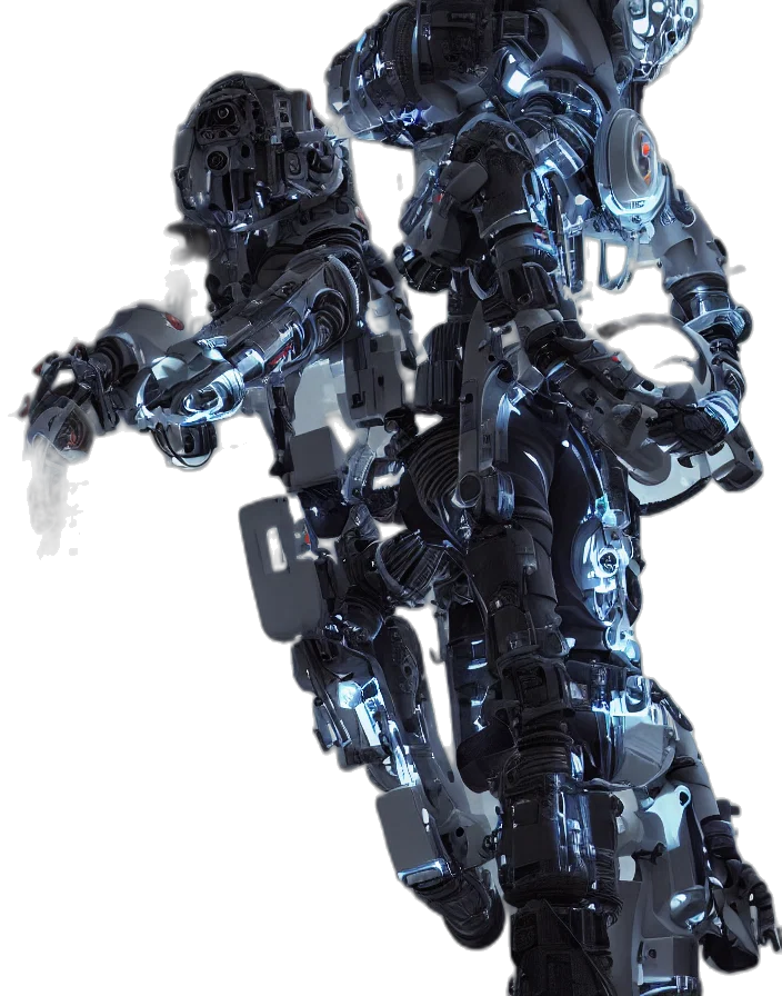 robot, weapon, staff, jacket transparent PNG cut-out