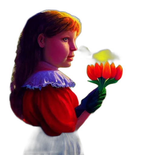 flower, dress, umbrella, face transparent PNG cut-out