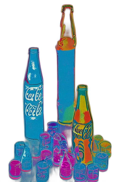 bottle, vaporwave, photorealistic, neon lights transparent PNG cut-out