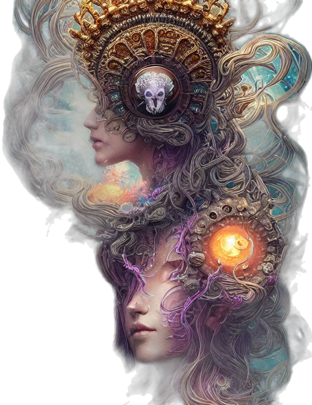 crown, face, mask, fantasy art transparent PNG cut-out