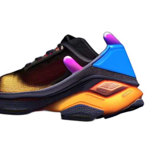 shoes, 3d render, photorealistic, neon transparent PNG cut-out
