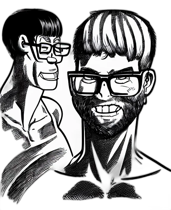 face, comic book art, cartoon, pencil sketch transparent PNG cut-out