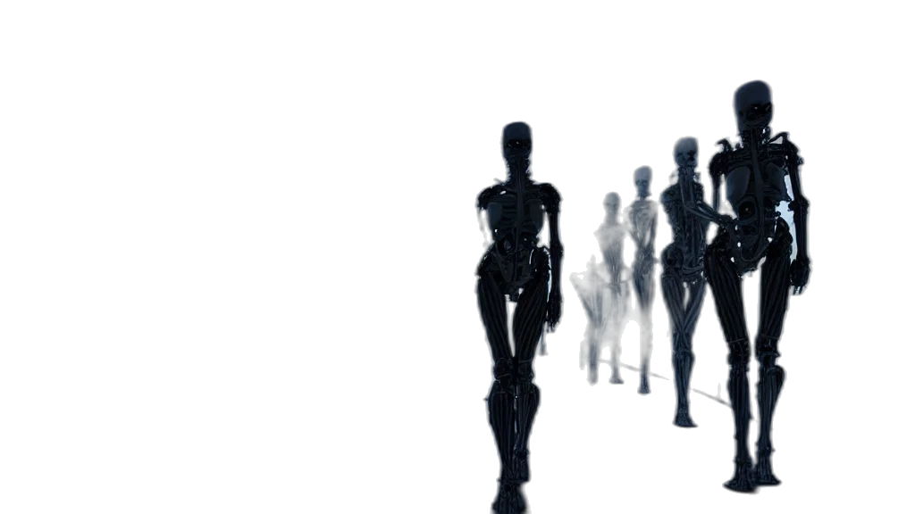 robot, staff, concept art, 3d render transparent PNG cut-out