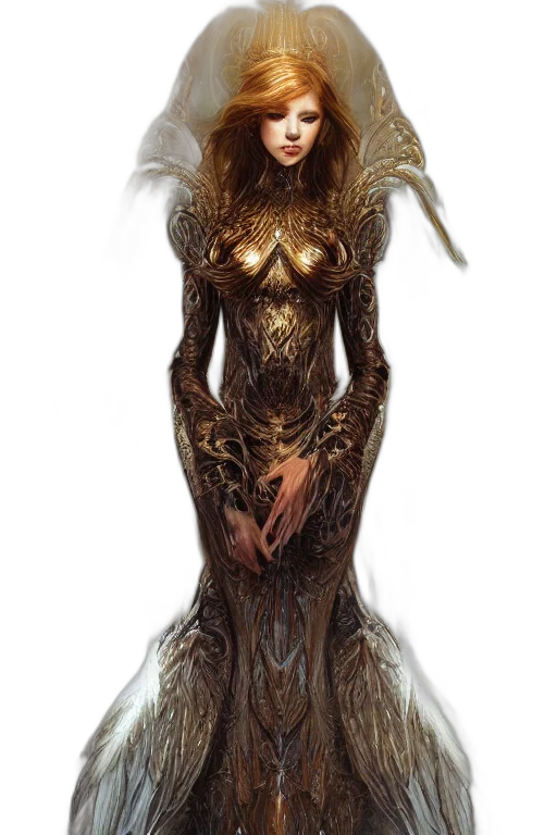 dress, jewelry, creature, fantasy art transparent PNG cut-out