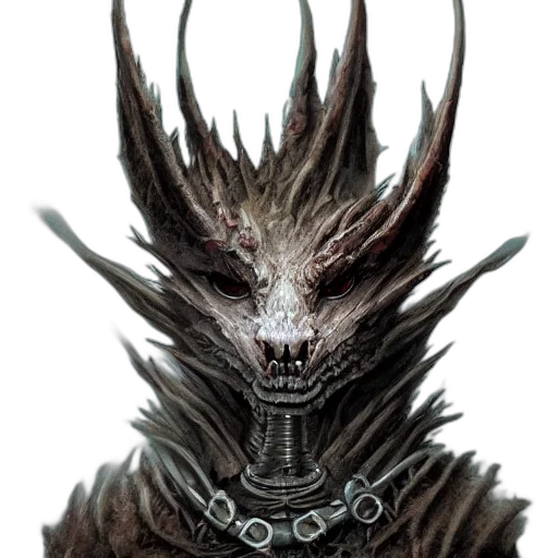 dragon, creature, mask, staff transparent PNG cut-out