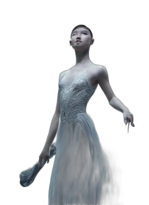 dress, creature, staff, robot transparent PNG cut-out
