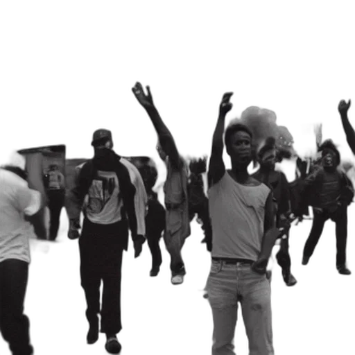 film, still, black, rioters transparent PNG cut-out