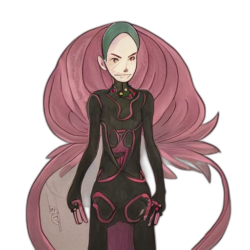 dress, staff, creature, concept art transparent PNG cut-out