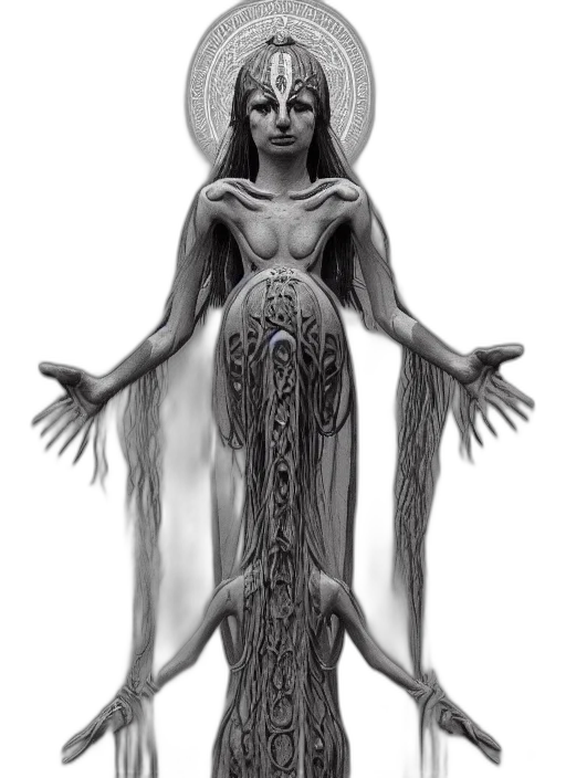 dress, staff, creature, jewelry transparent PNG cut-out