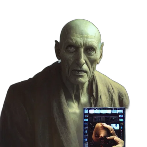creature, face, robot, staff transparent PNG cut-out