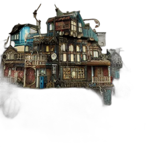 building, concept art, fantasy art, 3d render transparent PNG cut-out