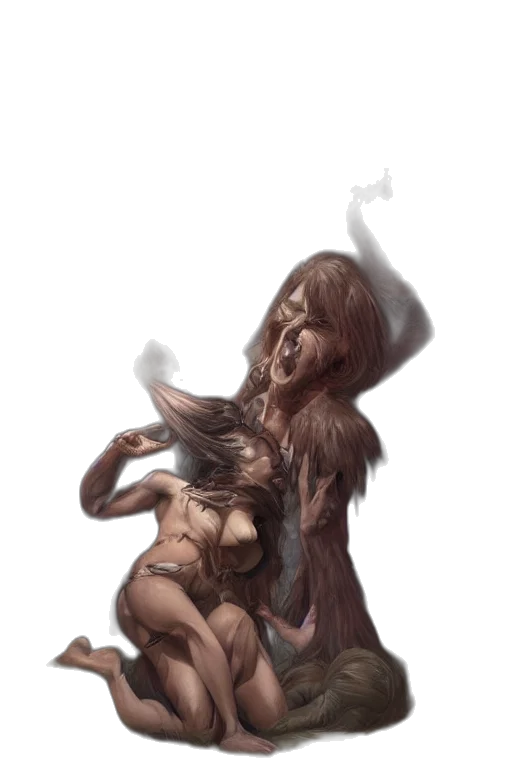 creature, dress, mask, hair transparent PNG cut-out