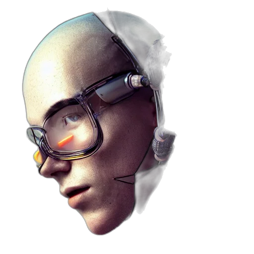 robot, face, mask, cyberpunk transparent PNG cut-out