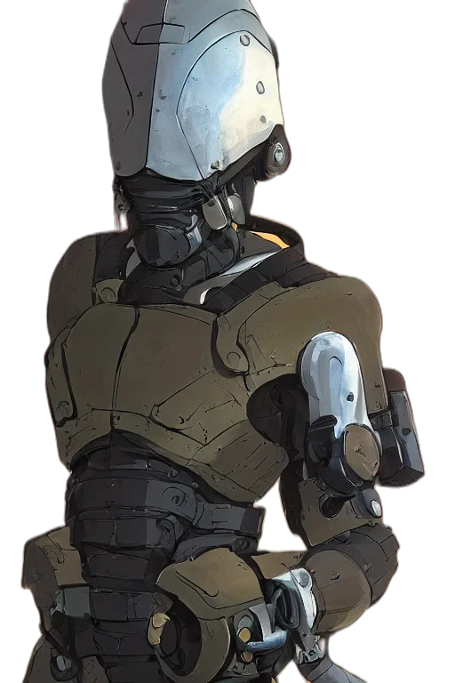robot, weapon, mask, jacket transparent PNG cut-out