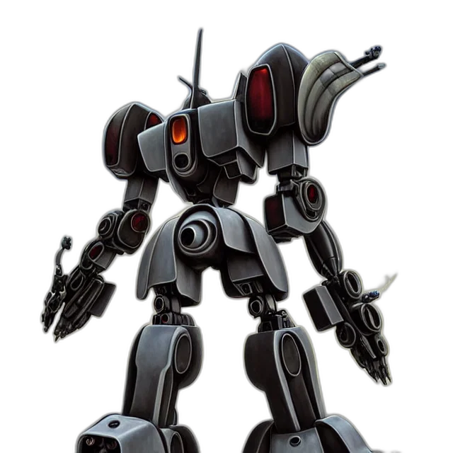 robot, weapon, concept art, 3d render transparent PNG cut-out