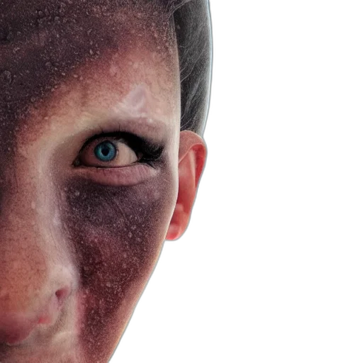 face, mask, creature, photorealistic transparent PNG cut-out