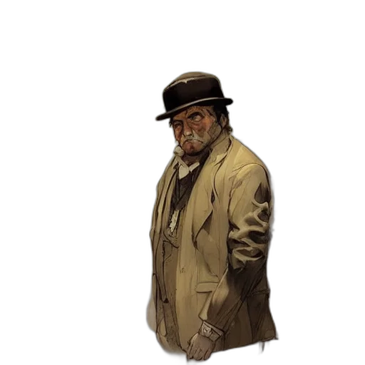 hat, jacket, staff, face transparent PNG cut-out