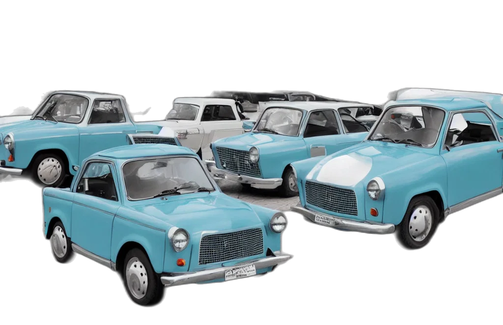 car, 3d render, trabant, brought transparent PNG cut-out