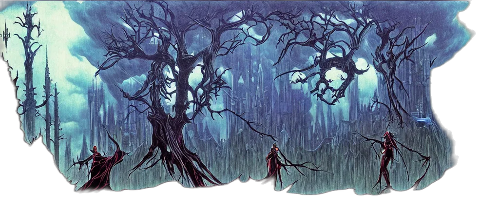 tree, concept art, comic book art, fantasy art transparent PNG cut-out