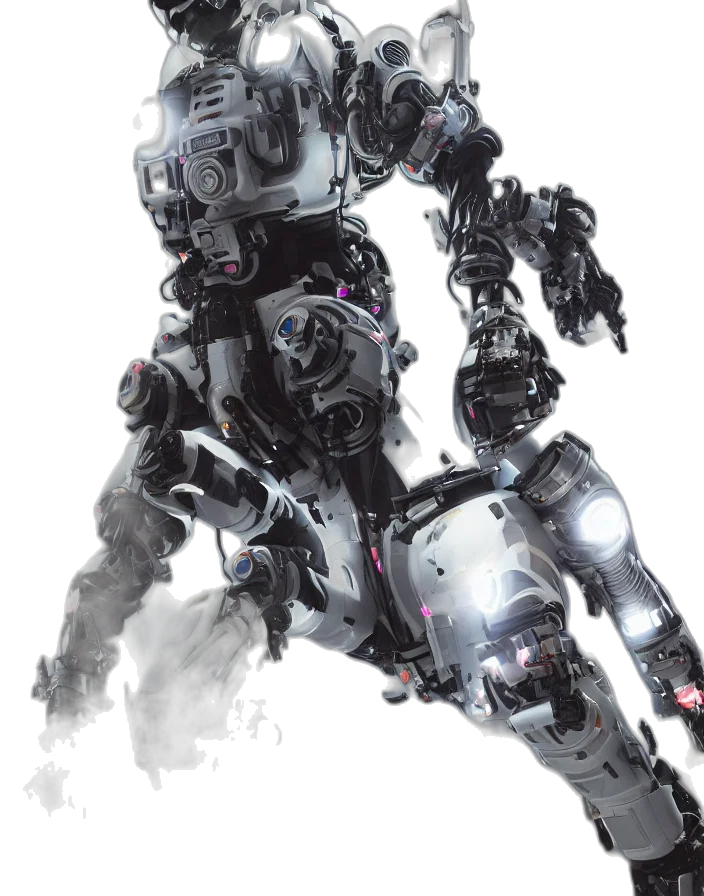robot, weapon, concept art, cyberpunk transparent PNG cut-out
