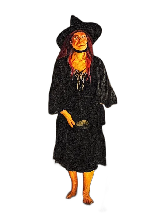 dress, hat, staff, jacket transparent PNG cut-out