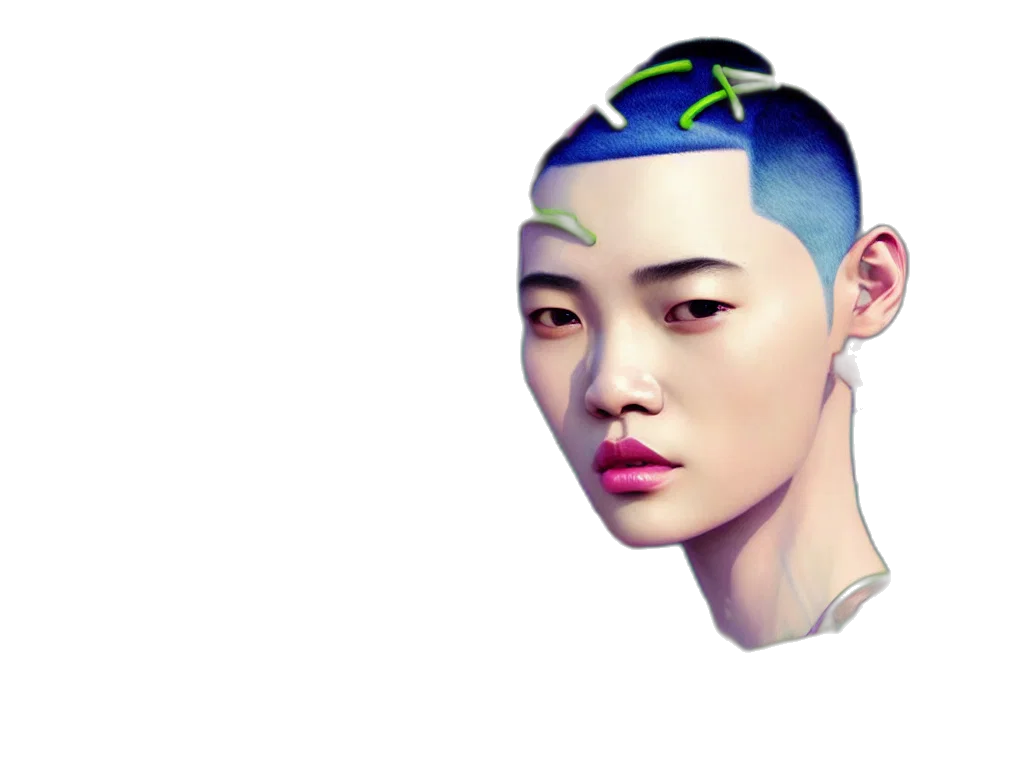 face, hat, mask, vaporwave transparent PNG cut-out