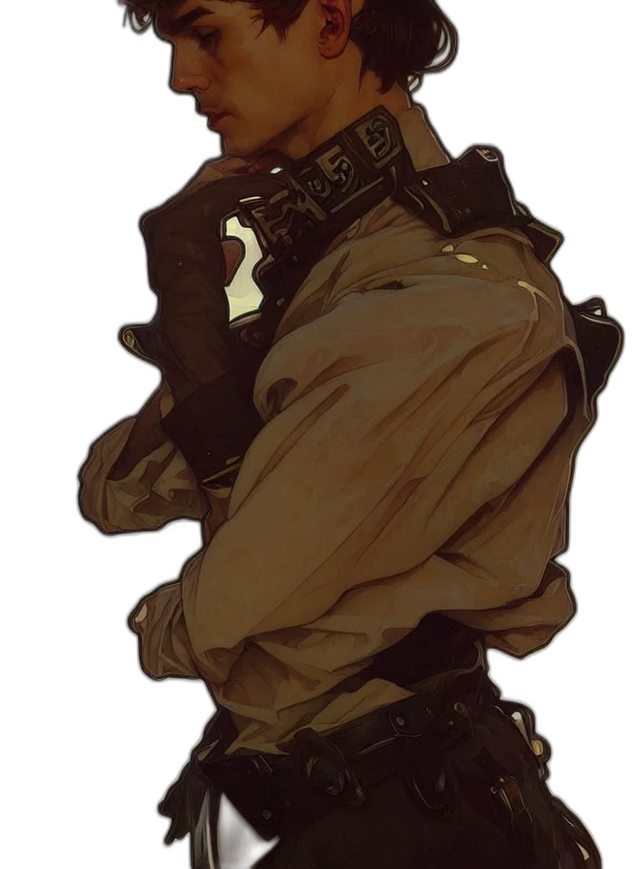 jacket, staff, face, weapon transparent PNG cut-out