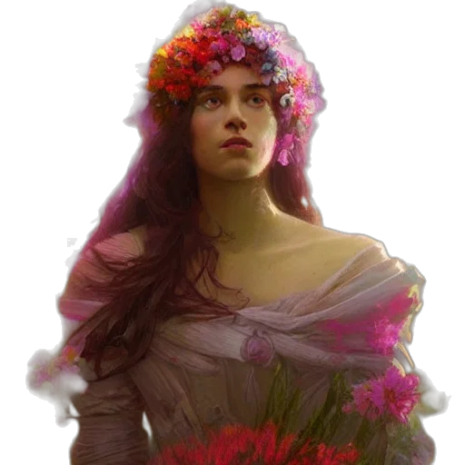 crown, flower, dress, face transparent PNG cut-out