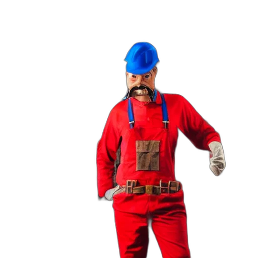 staff, robot, jacket, hat transparent PNG cut-out