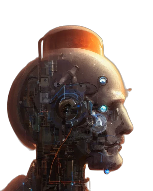 robot, face, mask, cyberpunk transparent PNG cut-out