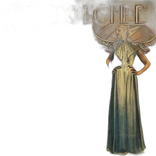 dress, staff, jewelry, hat transparent PNG cut-out