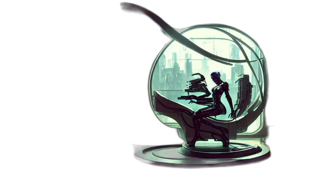 concept art, cyberpunk, comic book art, fantasy art transparent PNG cut-out