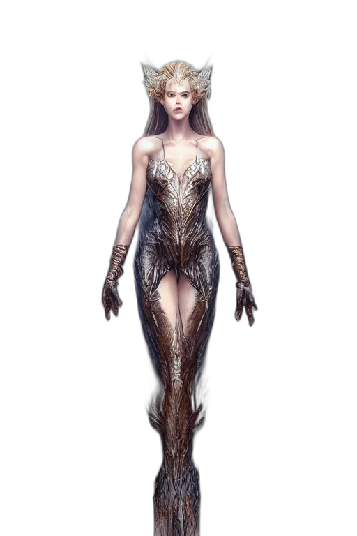 dress, creature, staff, concept art transparent PNG cut-out