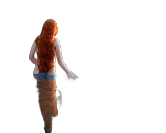 dress, hair, creature, staff transparent PNG cut-out