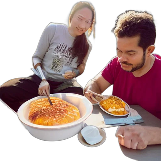 food, jacket, face, staff transparent PNG cut-out