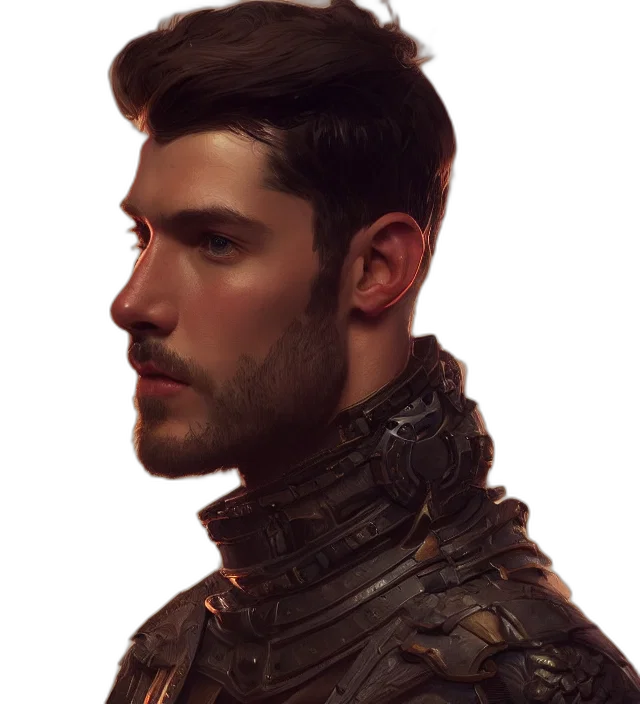 face, hair, jacket, staff transparent PNG cut-out