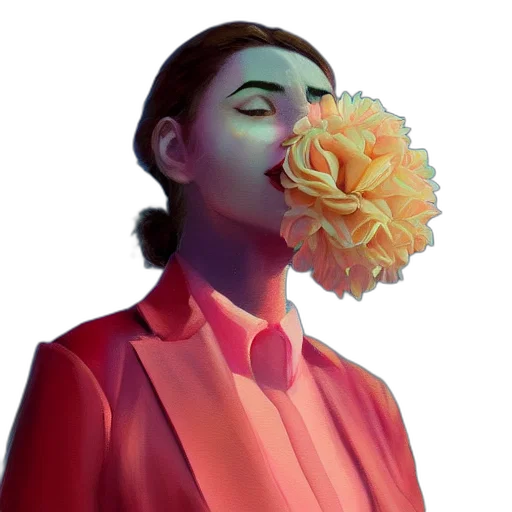 flower, face, jacket, mask transparent PNG cut-out