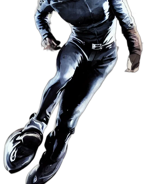 robot, jacket, staff, comic book art transparent PNG cut-out